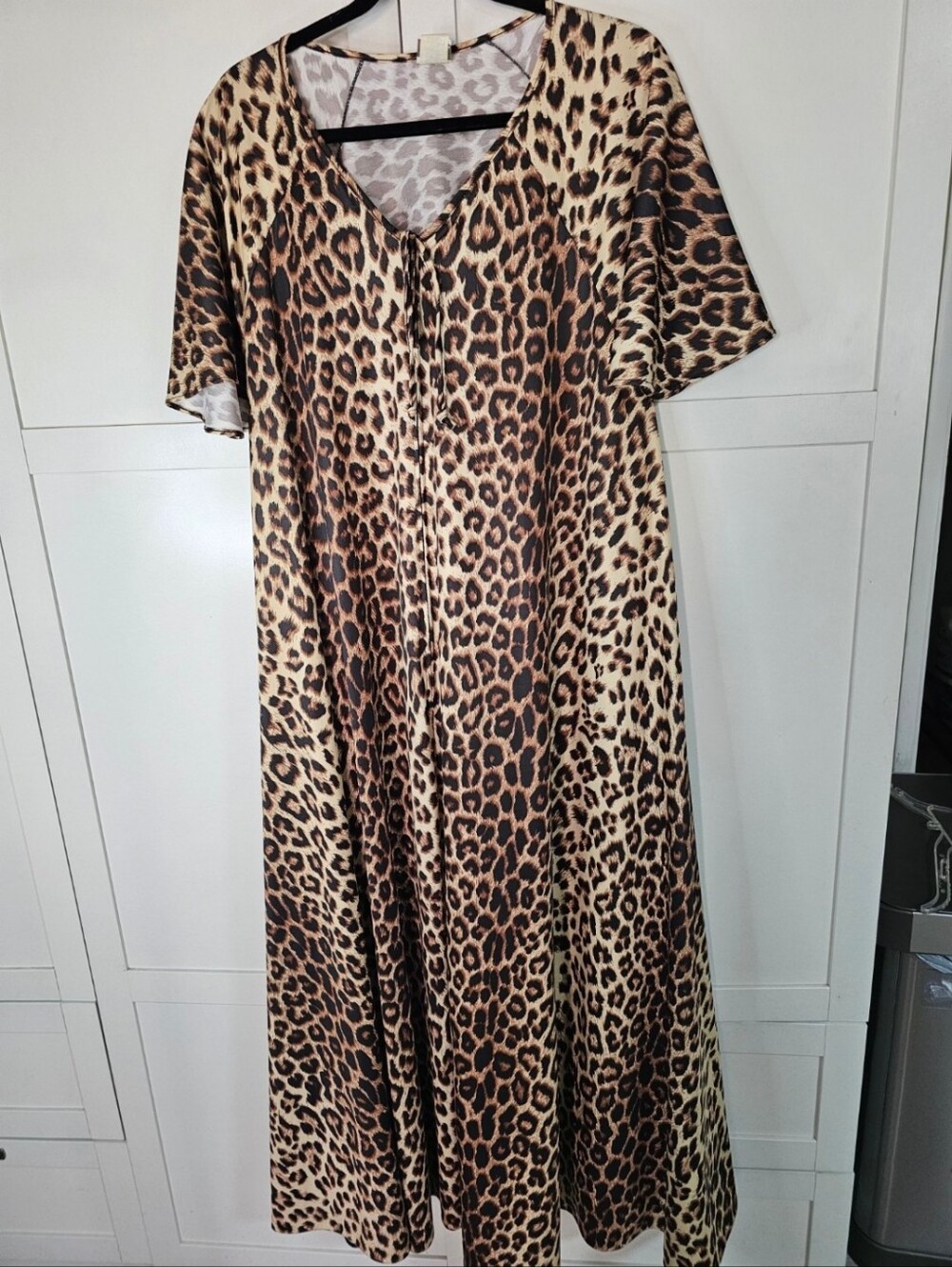 Vintage Comfort Choice 1X Leopard Animal Print Maxi Dress Zip Front USA